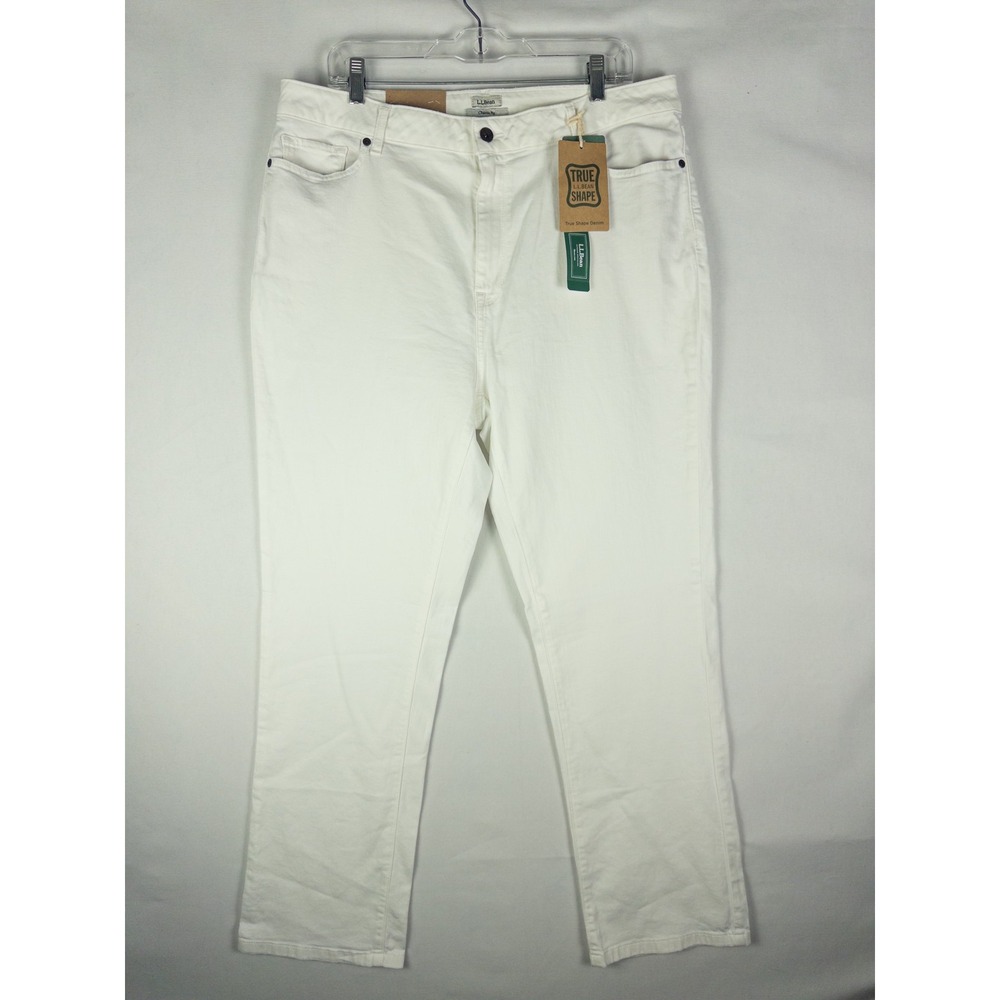 L.L. Bean True Shape Classic Fit Straight Jeans Womens 18 REG White Denim Coasta